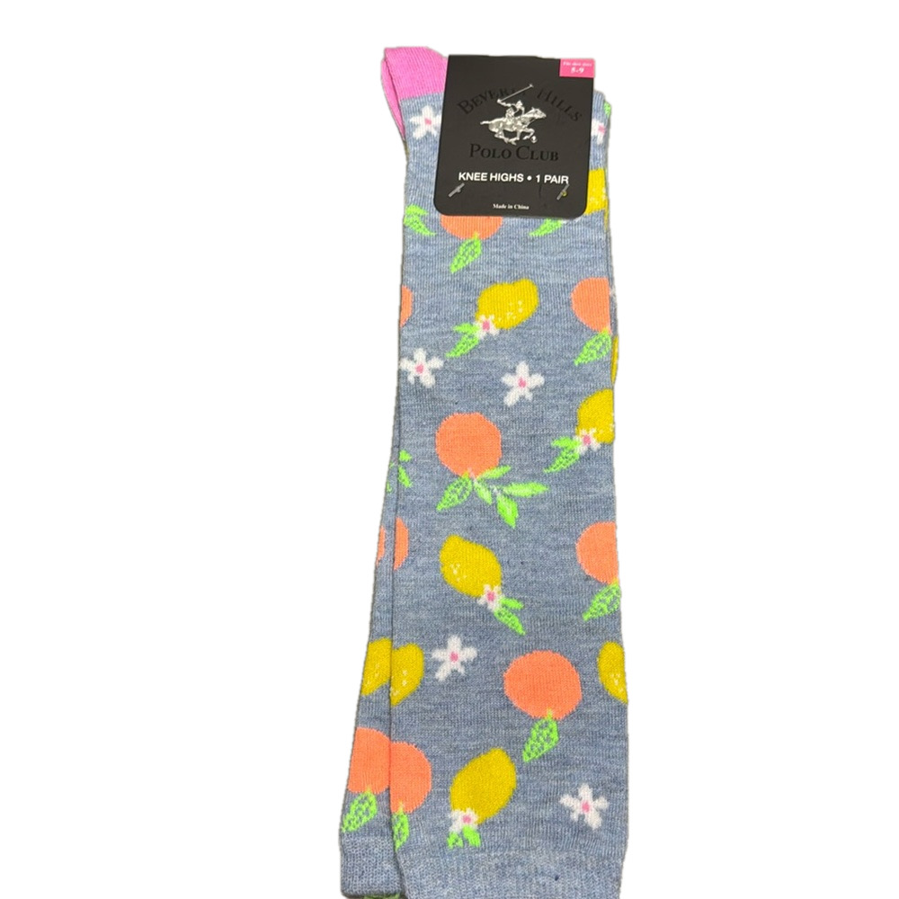 Beverly Hills Polo Club Knee-High Mixed Tropical Fruit Socks NWT